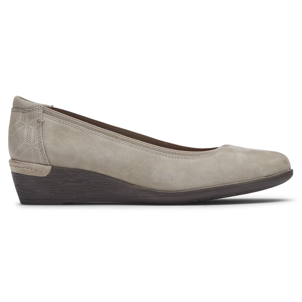 Pumps Rockport Mujer Mexico - Cobb Hill Devyn Wedge Grises - HJQZK1352